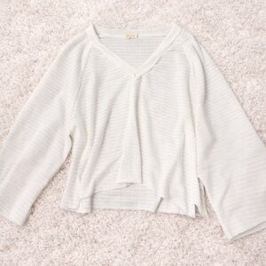 POL Cream V Neck Knit Sweater Small Boho